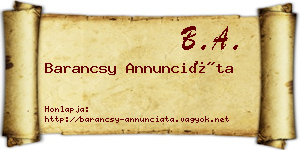Barancsy Annunciáta névjegykártya